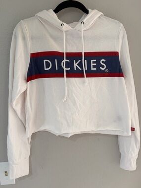 Dickies - Crop Hoodie Hooded Sweatshirt Sweater - White Large XL Red Blue